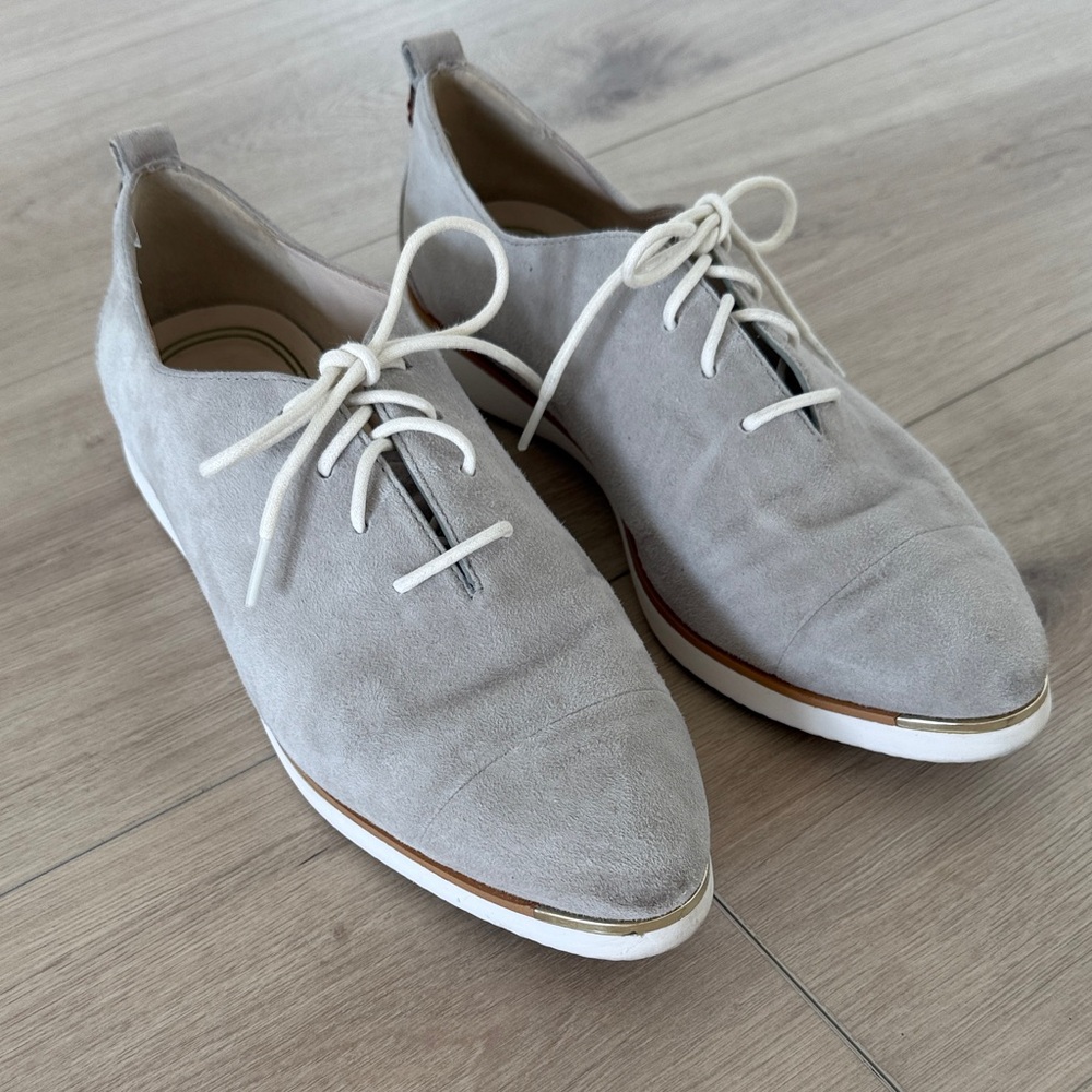 Gray Suede Lace-Up Shoes